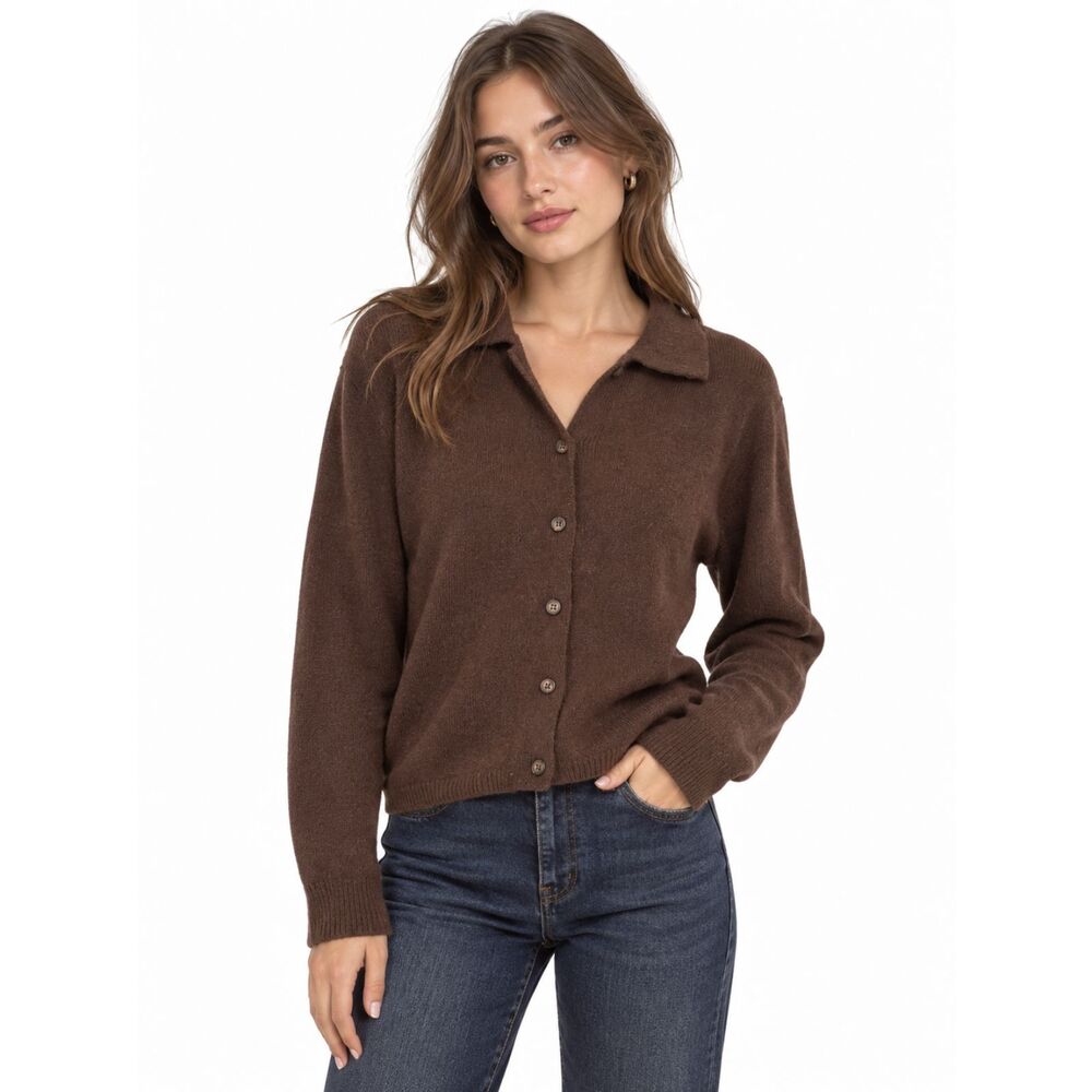 BRANDY MELVILLE Wool Blend Cardigan Brown One Size